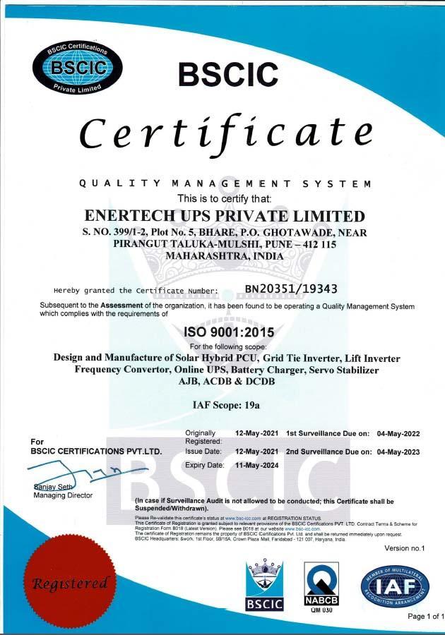 ISO certificate